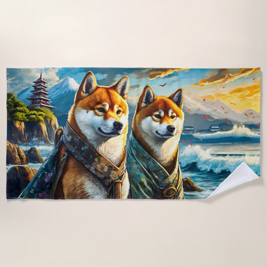 Shiba Inu durch das Shore Design von Rich AMeN Gil Strandtuch (Vorderseite)
