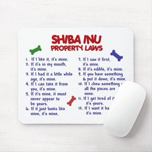 SHIBA INU Eigentums-Gesetze 2 Mousepad (Mit Mouse)