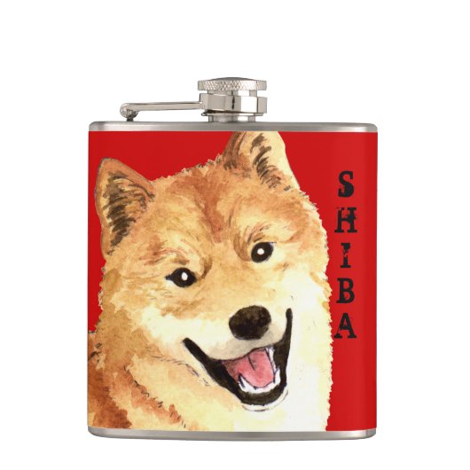 Shiba Inu-Farbblock Flachmann (Vorderseite)