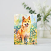 Shiba Inu farbige Aquarellbilder Postkarte (Stehend Vorderseite)