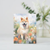 Shiba Inu farbige Aquarellbilder Postkarte (Stehend Vorderseite)
