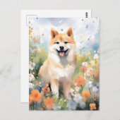 Shiba Inu farbige Aquarellbilder Postkarte (Vorne/Hinten)