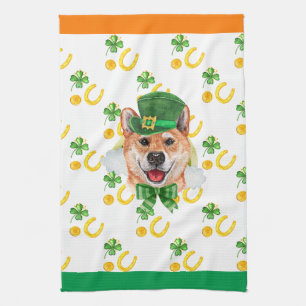 Shiba Inu Feiertags-Heim-Dekoration St. Patrick's  Geschirrtuch