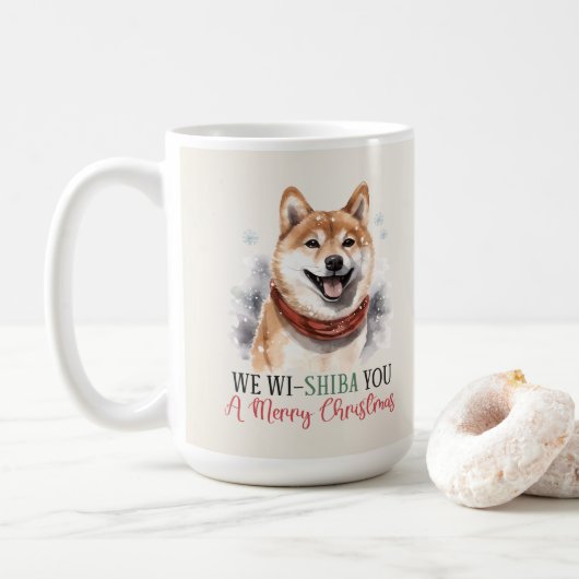 Shiba Inu Funny Dog Pun Weihnachtskaffee Tasse (Mit Donut)