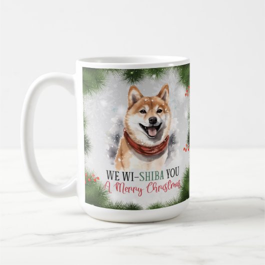 Shiba Inu Funny Dog Pun Weihnachtskaffee Tasse (Links)