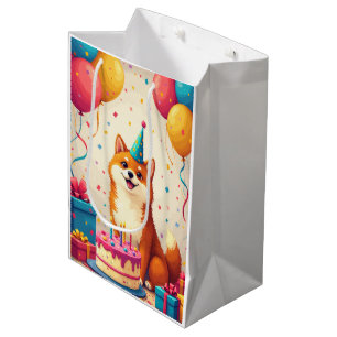 Shiba Inu Geburtstagsfeier Mittlere Geschenktüte