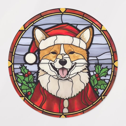 Shiba Inu Glass Weihnachten Etiketten (Design 2)
