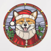 Shiba Inu Glass Weihnachten Etiketten (Design 1)