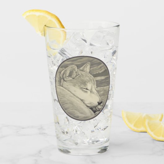 Shiba Inu Glasses Dog Lover Art Glass personalisie Glas (Vorderseite Ice)