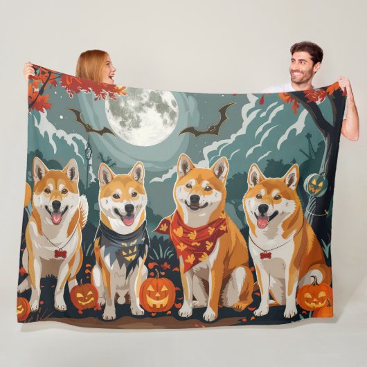 Shiba Inu Halloween Spooky Fleecedecke (Beispiel)