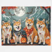 Shiba Inu Halloween Spooky Fleecedecke (Vorderseite (Horizontal))