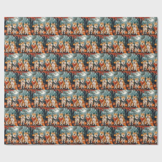 Shiba Inu Halloween Spooky Geschenkpapier (Flach)