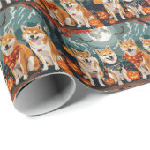 Shiba Inu Halloween Spooky Geschenkpapier (Rolleneckpunkt)