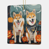 Shiba Inu Halloween Spooky Keramikornament (Links)