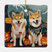 Shiba Inu Halloween Spooky Keramikornament (Rückseite)
