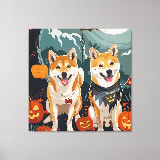 Shiba Inu Halloween Spooky Leinwanddruck (Vorderseite)