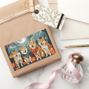 Shiba Inu Halloween Spooky Rechteckiger Aufkleber