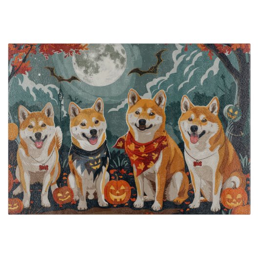 Shiba Inu Halloween Spooky Schneidebrett (Vorderseite)