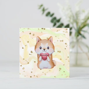 Shiba Inu hält ein Herz