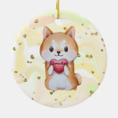 Shiba Inu hält ein Herz Keramik Ornament (Hinten)