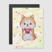 Shiba Inu hält ein Herz Magnetkarte (Vorne/Hinten)