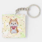 Shiba Inu hält ein Herz Schlüsselanhänger (Rückseite)