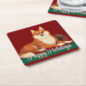 Shiba Inu Happy Holidays Untersetzer (angewinkelt)