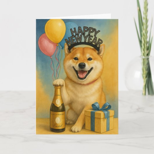 Shiba Inu Happy New Year Karte (Vorderseite)