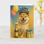 Shiba Inu Happy New Year Karte (Gelbe Blume)