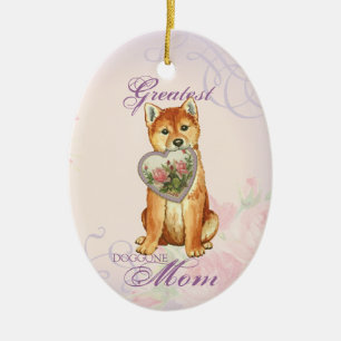 Shiba Inu Heart Mama Keramik Ornament
