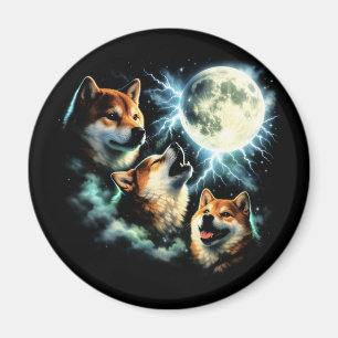 Shiba Inu Heult den Mond an Grafik Himmelskörper Magnet