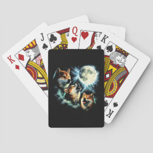 Shiba Inu Heult den Mond an Grafik Zestial Spielkarten