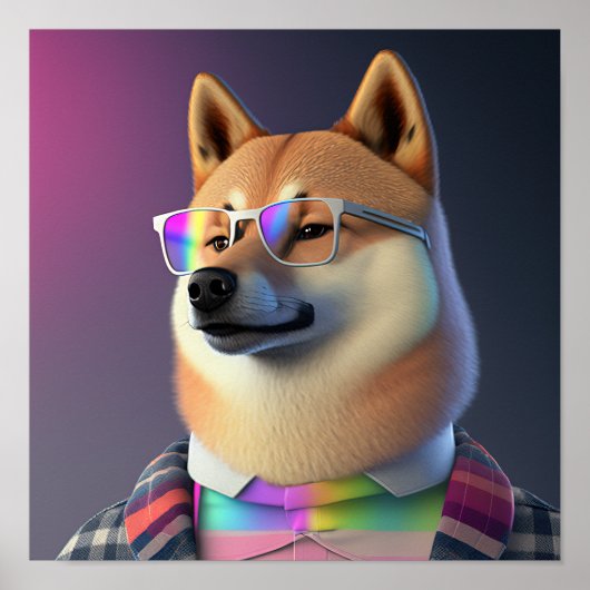 Shiba Inu Hipster Dog Poster (Vorne)