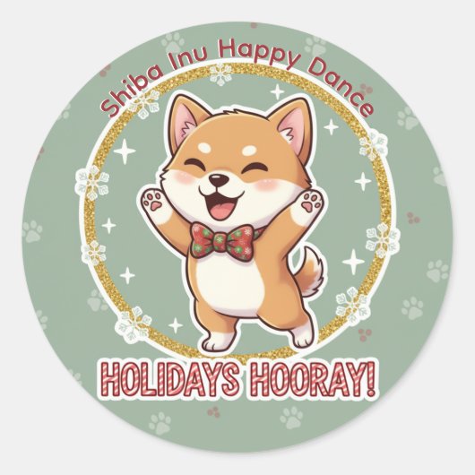 Shiba Inu Holiday Dance Sticker (Vorderseite)