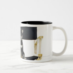 Shiba Inu Hund auf Stuhl Direktors Zweifarbige Tasse