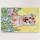 Shiba Inu Hund Blume Puzzle (Horizontal)