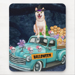 Shiba Inu Hund Halloween LKW Gruselige Nacht Mousepad