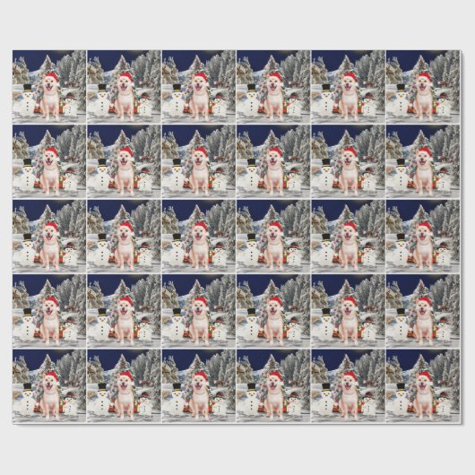 Shiba inu Hund im Schnee mit Weihnachtshut Geschenkpapier (Flach)