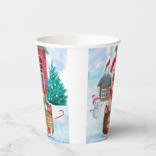 Shiba Inu Hund im Schnee Weihnachtshunde Haus Pappbecher (Links)