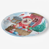 Shiba Inu Hund im Schnee Weihnachtshunde Haus Pappteller (Schrägansicht)