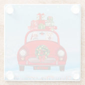 Shiba Inu Hund in Auto mit dem Weihnachtsmann Glasuntersetzer (Rückseite)