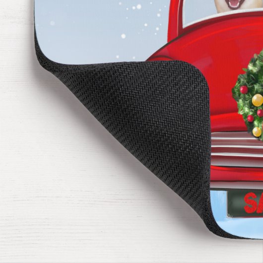 Shiba Inu Hund in Auto mit dem Weihnachtsmann Mousepad (Ecke)