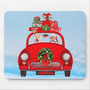 Shiba Inu Hund in Auto mit dem Weihnachtsmann Mousepad