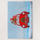 Shiba Inu Hund in Auto mit dem Weihnachtsmann Puzzle (Vertikal)