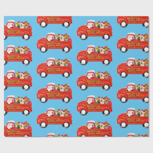 Shiba inu Hund in Christmas Delivery Truck Geschenkpapier (Flach)