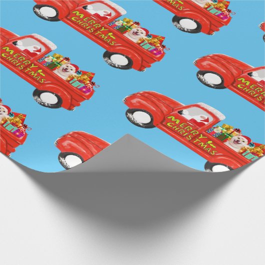 Shiba inu Hund in Christmas Delivery Truck Geschenkpapier (Ecke)