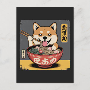 Shiba Inu Hund isst Ramen  Feiertagspostkarte