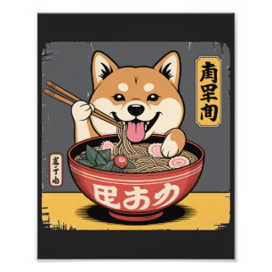 Shiba Inu Hund isst Ramen  Fotodruck