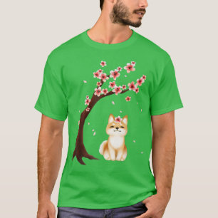 Shiba Inu Hund Japanische Kirschblüte Sakura Blume T-Shirt