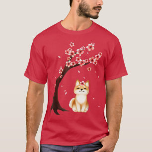 Shiba Inu Hund Japanische Kirschblüte Sakura Blume T-Shirt
